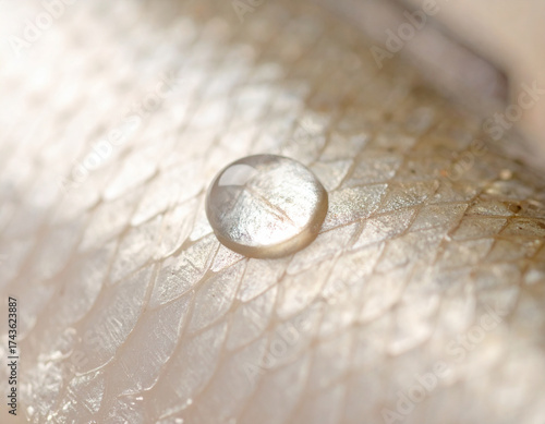 Water drops on fish scales, Close up of a fish. 