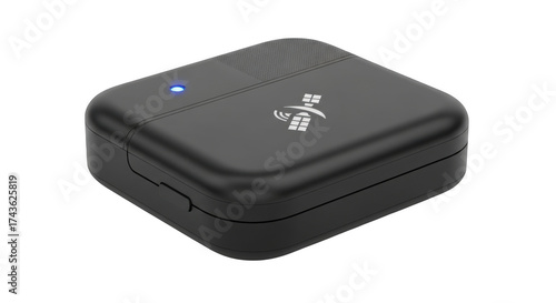 Small black device isolated on transparent background