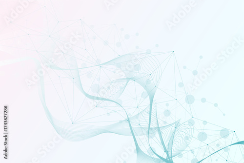 Structure molecule and communication Dna, atom, neurons. Science concept for your design. Connected lines with dots. Medical, technology, chemistry, science background. illustration.