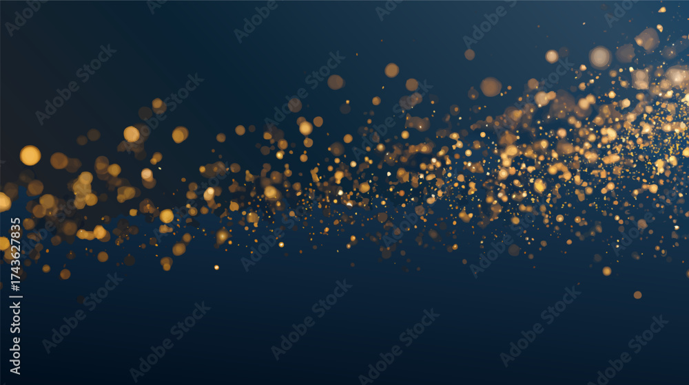 A beautiful abstract background featuring golden and blue bokeh lights, creating a festive and magical atmosphere