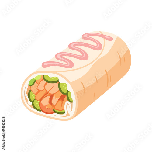 Delicious Burrito with Pink Sauce and Fresh Ingredients.