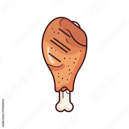 Delicious grilled chicken leg ready to be eaten as a tasty meal.