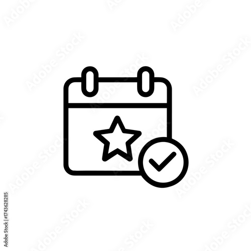 Vector art of calendar with star and checkmark