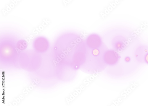 Vibrant purple glowing bokeh lights with neon gradients, soft blur, and dynamic energy flow on transparent background.