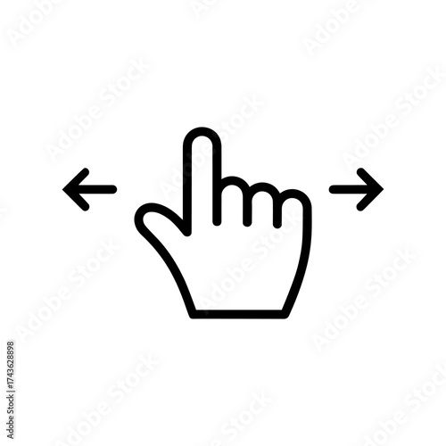 Vector art of line icon of a hand with index finger pointing left and right, indicating swipe gesture