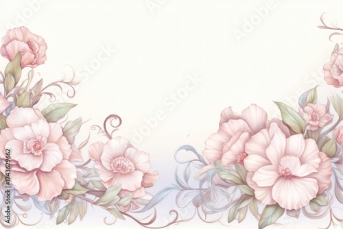 Peony borders pattern flower plant.
