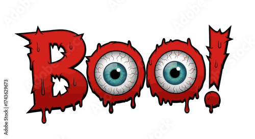 Spooky Boo! A Ghoulish Greeting for Halloween with Eyeballs and Dripping Blood