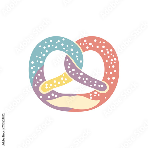 Colorful pretzel illustration with a unique design and artistic flair for food lovers.