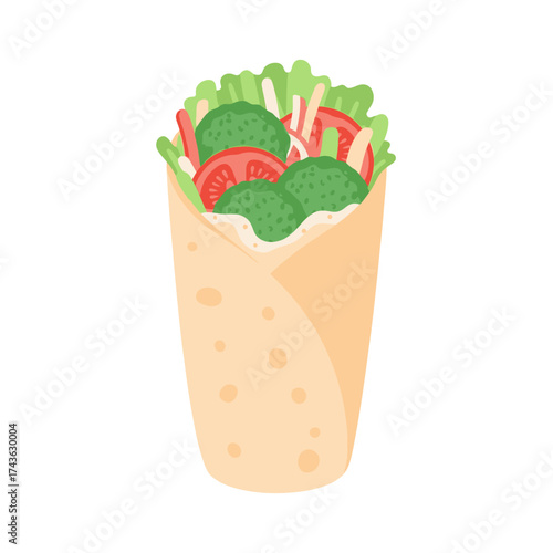 Delicious Falafel Wrap with Fresh Vegetables.