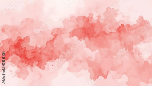 Brushed Painted Abstract Deep Maroon Watercolor and Soft White paint. Watercolor painted isolated cloud cumulus clouds. White and ash messy wall stucco texture. 