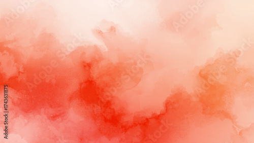 Brushed Painted Abstract Deep Maroon Watercolor and Soft White paint. Watercolor painted isolated cloud cumulus clouds. White and ash messy wall stucco texture. 