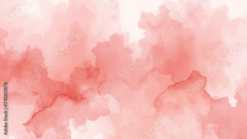 Brushed Painted Abstract Deep Maroon Watercolor and Soft White paint. Watercolor painted isolated cloud cumulus clouds. White and ash messy wall stucco texture. 