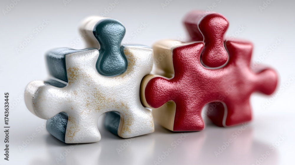 Obraz premium Connecting puzzle pieces forming team solution
