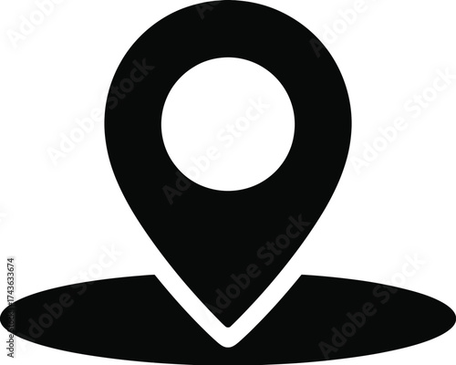 Minimalist Black Map Pin Icon, Symbolizing Location, Navigation, and Search
