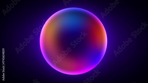 Shiny gradient circle rotating on dark background with noise effect. Seamless futuristik loop animation