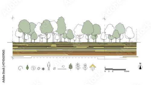 Top View Green Trees Vector Set – Botanical Elements for Outdoor Plan, Map, and Architecture Drawing