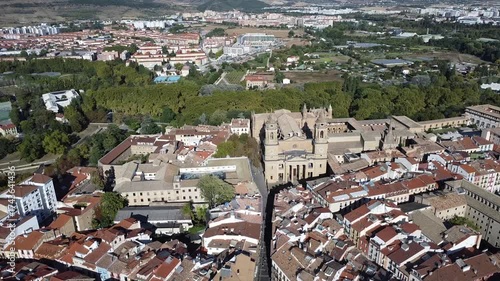 Aerial Drone Views of Pamplona Old Town, Navarre, Spain – Historic Cityscape with Medieval Streets and Rooftops