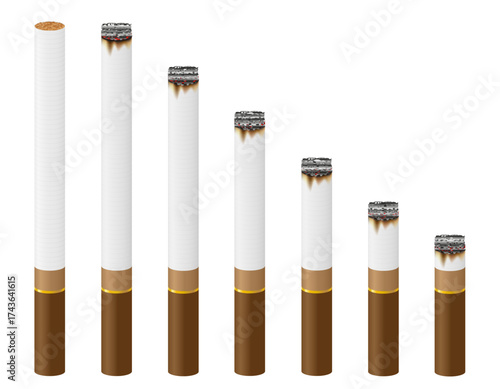 realistic tobacco smoldering cigarette cartoon stock vector illustration isolated on white background