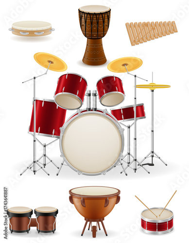 lots of different musical instruments cartoon stock vector illustration isolated on white background