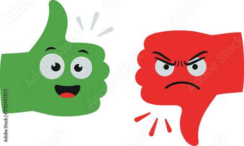 Thumbs up and thumbs down cartoon vector illustration design