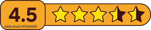 Vector illustration of star rating four point five review score