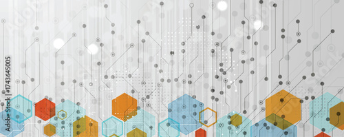 Abstract circuit technology advanced digital ecosystem of interconnected smart nodes