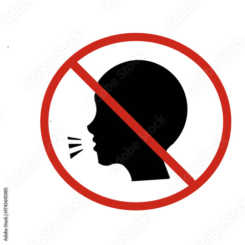 Illustration of noisy icon forbidden to speak making noise
