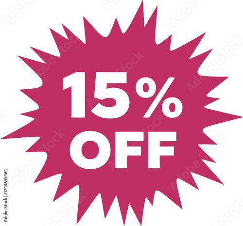 Fifteen percent off sale discount promotion special offer tag