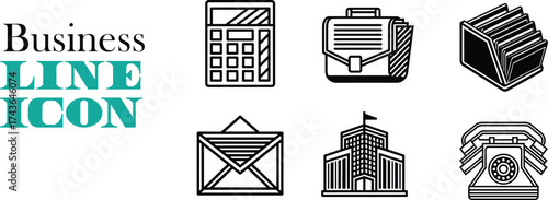 Business line icon set