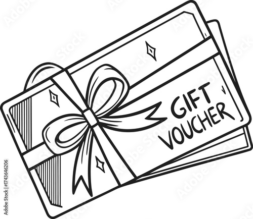 Gift voucher with ribbon and bow