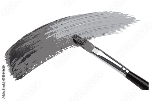 Gray paint stroke created with brush on transparent background for understated design elements and modern packaging layouts and web graphics and for packaging and label design and for brand visuals..