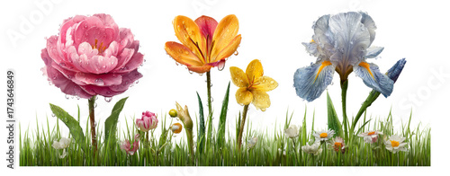 Vibrant Floral Arrangement on Transparent Background for Design