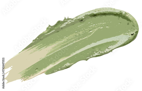 Creamy green cosmetic smear with visible texture on transparent background for skincare templates, beauty design elements, or cosmetic product promotional graphics..