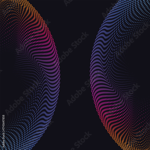 Abstract black background with a colorful dots