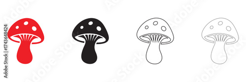 mushroom icon vector sign, Champignon mushroom symbol, Forest mushroom vector illustration