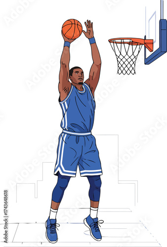 Airborne Basketball Player Shooting Illustration Artwork