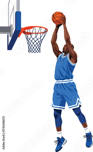 Airborne Basketball Player Shooting Illustration Artwork