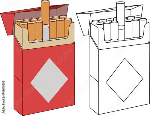 Cigarette pack vector illustration smoking addiction concept aditable