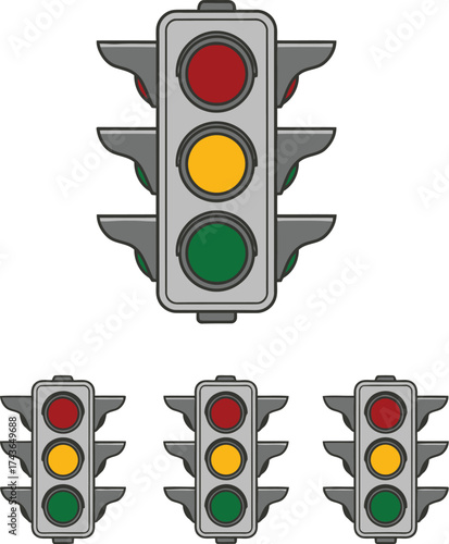 Traffic lights illustration vector stop go lights for safety aditable