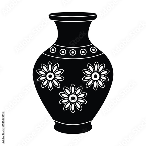 ceramic vase on black background