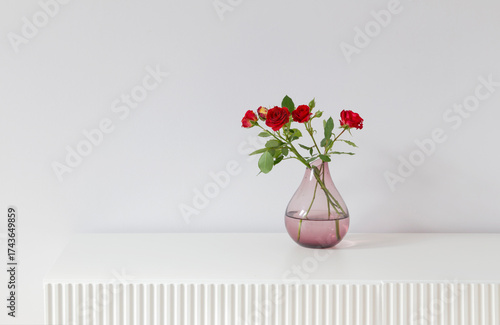 roses in vase in modern light interior