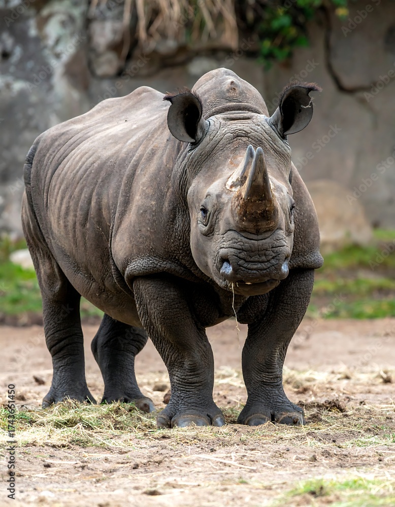 Fototapeta premium A close-up portrait of a rhinoceros
