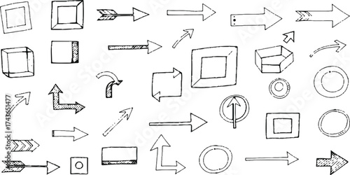 Distorted Black and White Arrow Illustrations for Creative Design and Graphic Resources