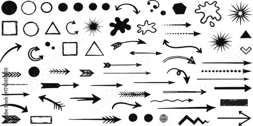 Hand Drawn Arrow Set Black and White Illustration Graphic Resources Concept