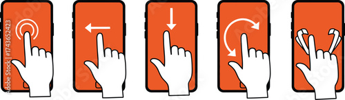 Touchscreen gestures guide for mobile devices and smartphones aditable