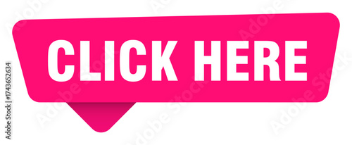 click here magenta sticker isolated on transpatent background. click here sign