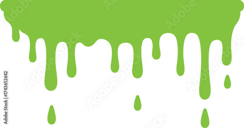 Vibrant green slime dripping and flowing against a clean white background