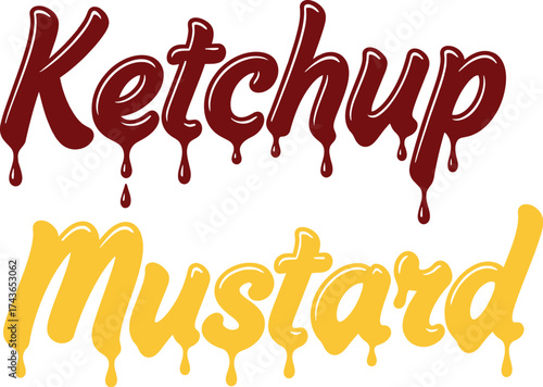 Ketchup and mustard dripping cartoon vector illustration art aditable