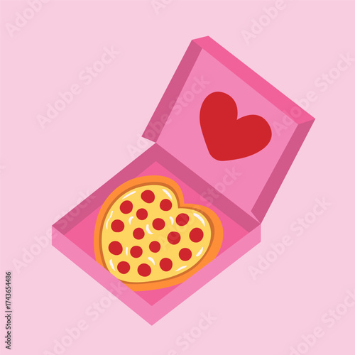 Happy Valentine s Day poster for wall art, gift card, poster and invitation. Heart shaped pizza for date