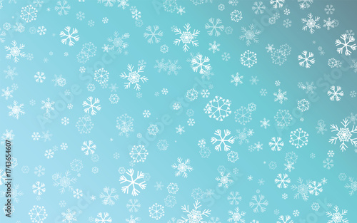 Merry Christmas or happy new year design. Holiday decoration on color background. Greeting vector card, banner, celebration concept with snowflakes. Invitation mock up.